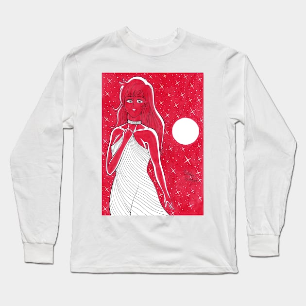 Red Sun Girl Long Sleeve T-Shirt by Nicholas Georgel Arts